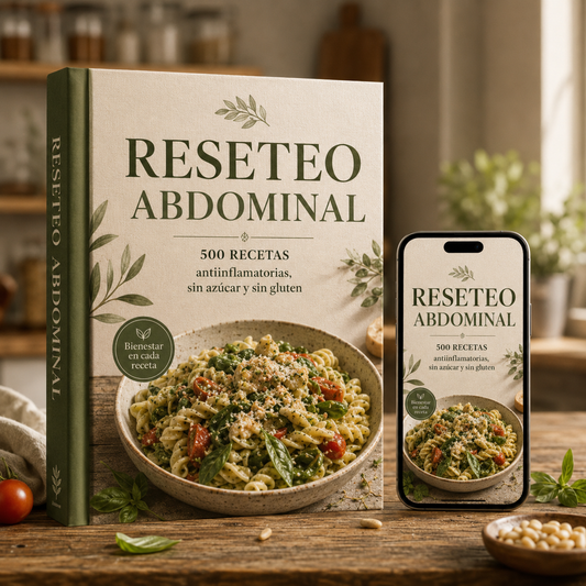 Colección Reseteo Abdominal // Más de 500 recetas sin gluten y sin azúcar + 11 BONUS exclusivos para transformar tu alimentación.